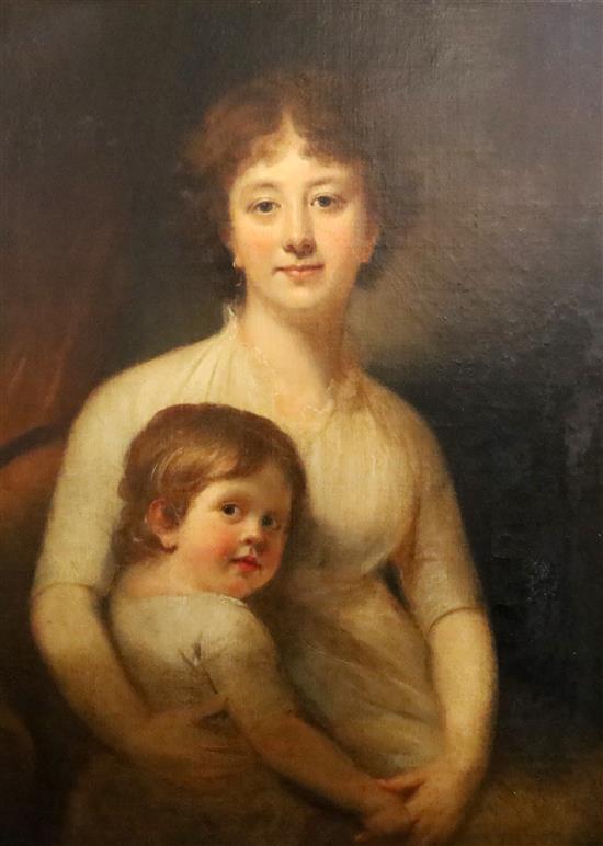 Circle of Sir Henry Raeburn (1756-1823) Portrait of a mother and child 35 x 26.75in.